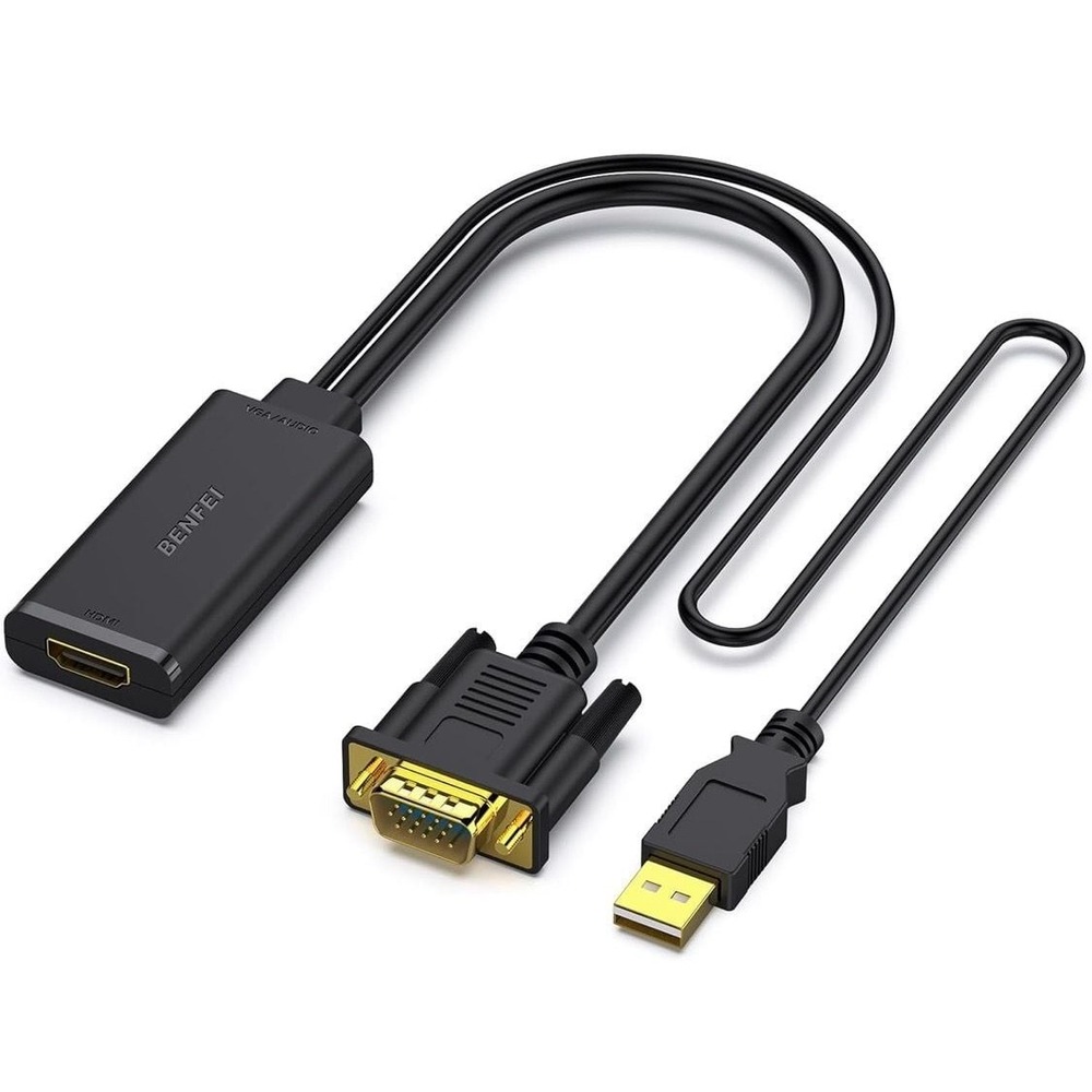 Benfei‎ HDMI to VGA Adapter with Audio and USB Power Support, Gold-Plated